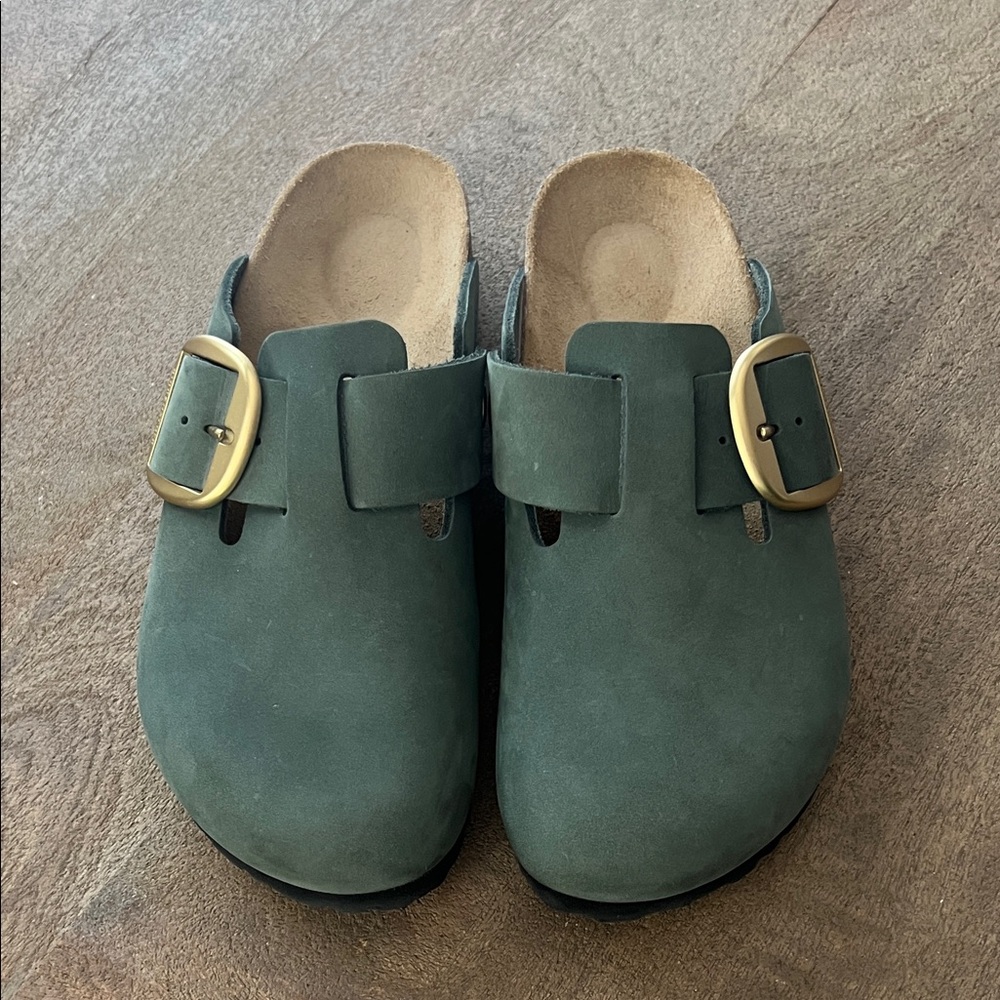 Birkenstock Thyme Clogs with Gold Buckles